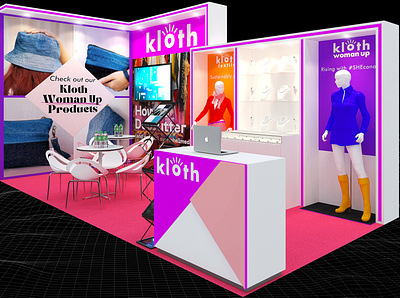 Kloth Cares 3x6 Exhibition Booth 3d 3x6 artist impression booth branding charity design display eco friendly event exhibition fair fashion mannequin recycle render space stand sustainability visualization