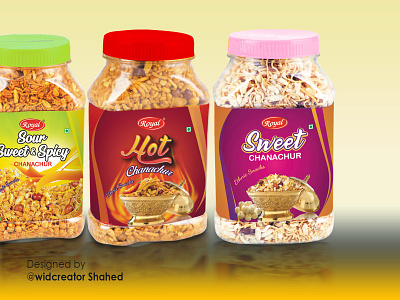 Royal Chanachur Jar Label Design branding design graphic design labeldesign pack packaging packagingdesign snacks