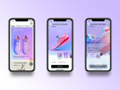 Concept Reebok eCommerce app art direction branding design flat minimal photography product shot ui ux