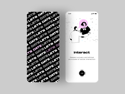 Lets Date - Mobile App Onboarding brutalism dating datingapp mobile app onboarding privacy splash ui ux wide