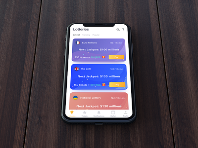 Lotty Feed UI flat ia interface lottery modern sketch ui ux yellow