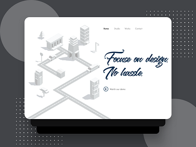 City Illustration Landing building car city greyscale illustration isometric tree typography ui ux