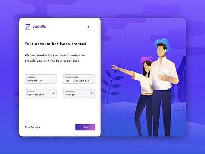 Zudello - Sign Up agency app branding business creative design digital flat forms gradient ia illustration interface modern sketch typography ui ux vector web