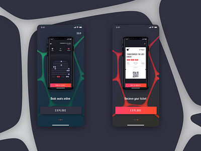 Movie - Onboarding agency app booking business cinema creative film flat gradient ia ios minimal mobile modern movie sketch ticket typography ui ux