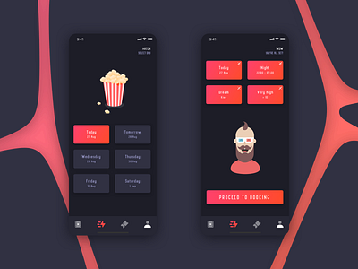 Movie - Match app booking business cinema flat gradient ia illustration ios match mobile modern movie online random sketch ticket typography ui ux