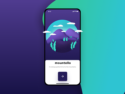 Mountello Concept agency app business care creative figma flat gradient ia interface ios mobile modern mountains plant travel travel app typography ui ux
