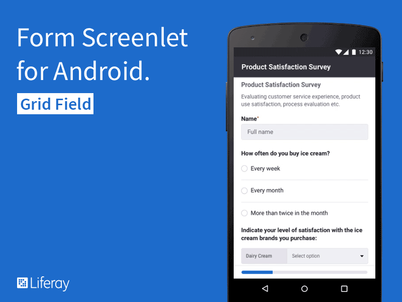 Form Screenlet android field form grid mobile multichannel simple survey ui