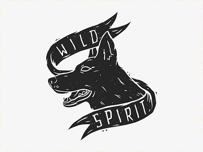 Wild Spirit adventures black distressed dog illustration spirit wild wolf