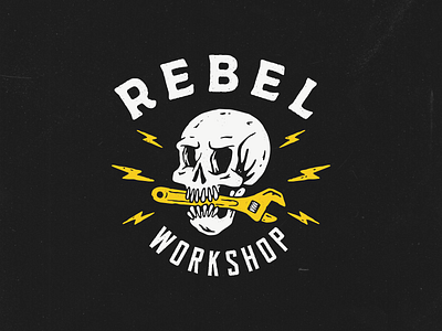 Rebel workshop alternative apparel design black branding death design distressed garage illustration logo rebel skull tshirt vector workshop