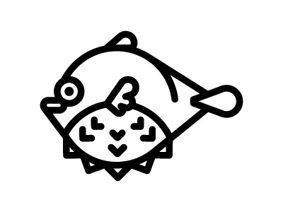 Blowfish animals black and white icons outline vector