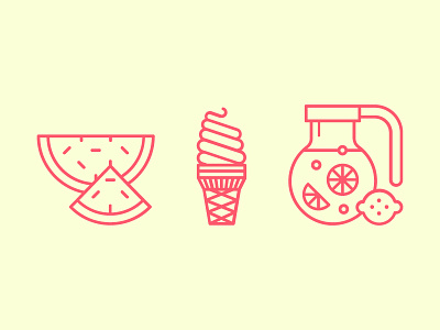 Summer vibes cute flat holidays icons outline pictograms summer