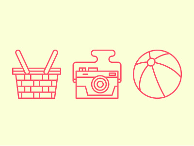 Summer vibes 3 cute flat holidays icons outline pictograms summer vacation
