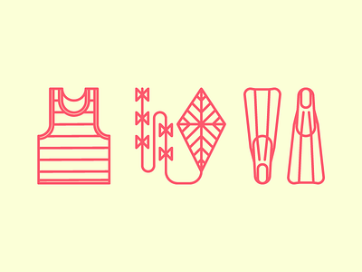 Summer vibes 4 cute flat holidays icons illustration outline pictograms summer vacation