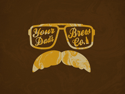 Your Dad's Brew Co. 70s alcohol aviators beer brew brewer brown co company dad glasses ipa logo marble moustache retro vintage yellow your
