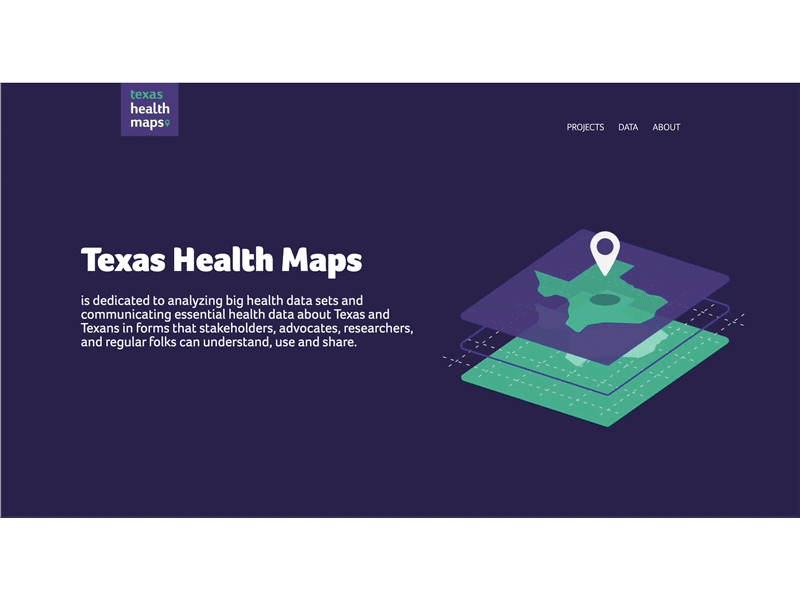 Texas Health Maps landing page animation branding data visualization dataviz greensock health app interaction design interactive javascript mapping ui ui ux ui design uidesign web design website