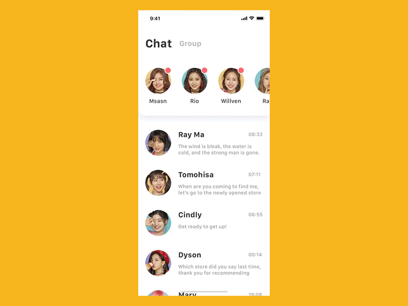 App Chat app design ui ux