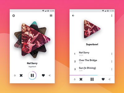 Clapper Music Player android app flat material design mobile music play player shadows songs swipe