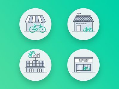 Rentalguru Icons bikes biking cycling flat icons illustrations outline retail shops size