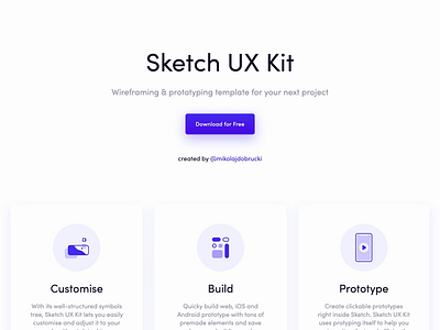 Sketch UX Kit animated animation icons illustration landing page shadows website