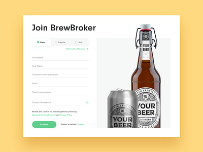 BrewBroker Registration beer create account illustration register registration form shadows sign up website