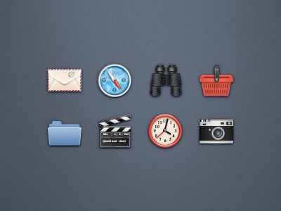 New Web Icons 48px binocular camera clock compas envelope file icon icons mail shopping time web
