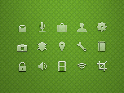 UI Vector Icons vol. 2 book box bug camera glyphs icon icons location lock microphone notepad photo pin resize settings suitcase ui user ux vector video volume wifi wrench