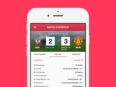 Livescore App {line-ups screen}