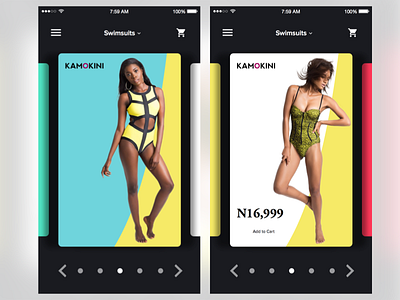 Kamokini Mobile App bikini colourful fashion ios mobile yellow