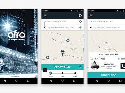 AfroCab Mobile Application. Jan 2016 android mobile sketch ui user interface ux