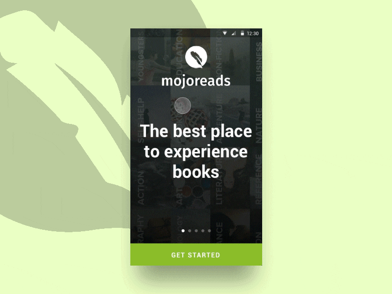 Mojoreads App Onboarding android animation app books intro onboarding principle read ui ux