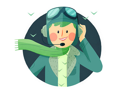 Roger Voice airplane app characterdesign design illustration mobile pilot rogervoice