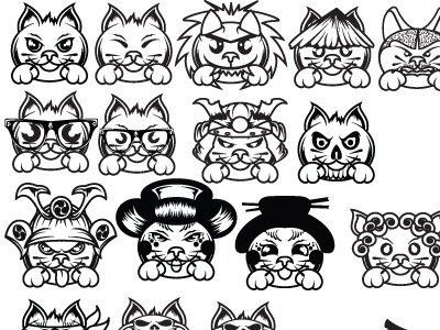 JapanCuccok Characters cat geisha hannya japan japancuccok mask omaszdesign samurai vector