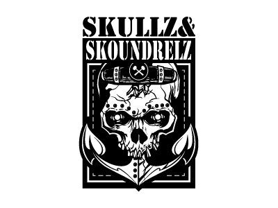 Skullz anchor logo skull stamp