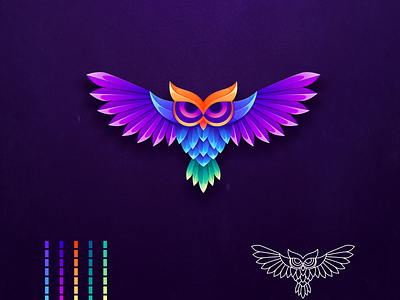 colorful owl logo branding character colorful design identity illustrator logo owl owl icon owl logo simple ui