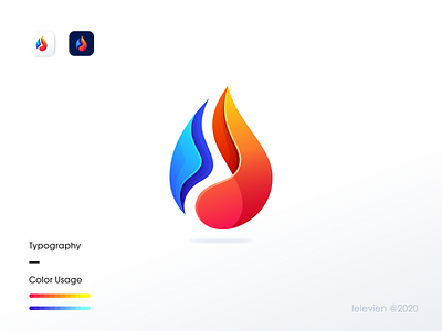 water fire logo app brand branding business colorful design icon identity illustrator logo logodesign simple water fire logo