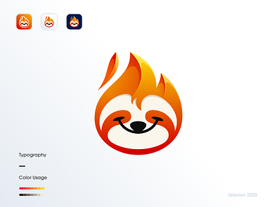fire sloth logo brand branding colorful cute design fire logo identity illustrator logo logodesign simple sloth sloth fire sloth logo