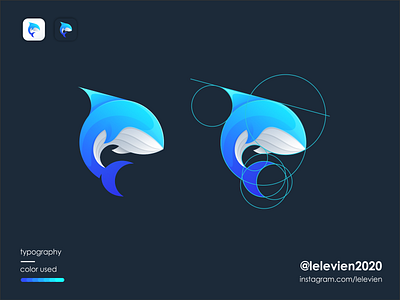 whale logo grid brand branding colorful cute design identity illustrator logo logodesign simple whale whale logo