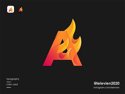 A flame a logo brand branding colorful cute design flame logo flare identity ignite illustrator letter logo logodesign simple
