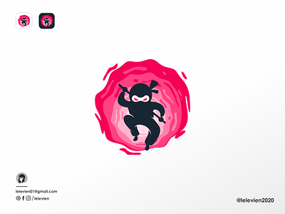 ninja logo brand branding color colorful cute design identity illustrator japan logo logodesign ninja ninja logo pink simple