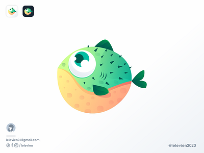 bloowfish logo animal blowfish brand branding colorful cute design fish identity illustrator logo mascot simple