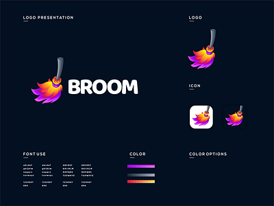 broom logo design brand branding broom colorful cute design identity illustrator logo logodesign simple