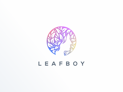 leafboy logo design beautiful boy brand branding business colorful cute design flower identity illustrator leaf logo logodesign simple template