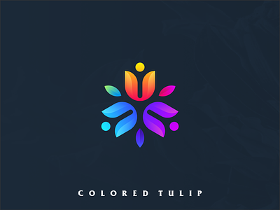 Colored Tulip logo design app brand branding colorful design flower icon identity illustration logo simple tulip ui vector
