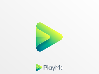 PlayMe logo design app brand branding colorful design green icon identity illustration logo play simple triangle