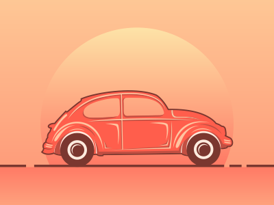 car branding business car colorful identity illustrator line logo reggae simple sunset vw