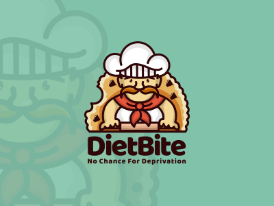 diet bite brand cartoon character design logo mascot