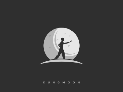 kungfu moon branding bw design flat kungfu lo logo logodesigner moon