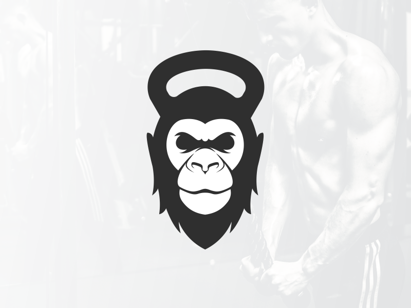 Ape fitness vector animal character designer black logodesign business illustrator simple colorful brand branding design identity logo