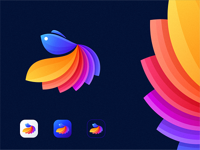 colorful fish animal app application branding colorful design fish icon icon app identity logo logodesign ui ux