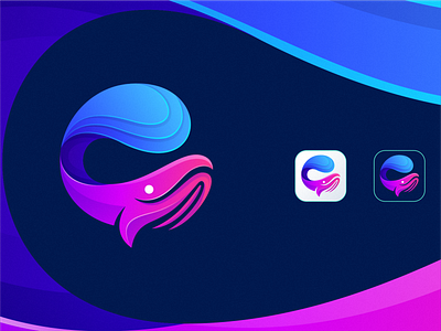 whale and wave logo icon app app icon brand branding character colorful design icon identity logo logodesign whale